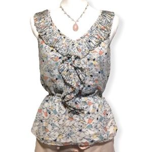 Blouse with birds LC Lauren Conrad peplum top size small